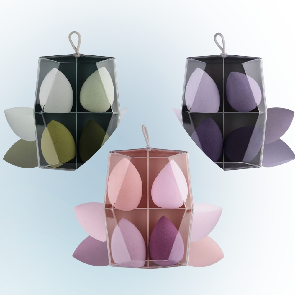 Handheld 4-Compartment Beauty Sponge Set