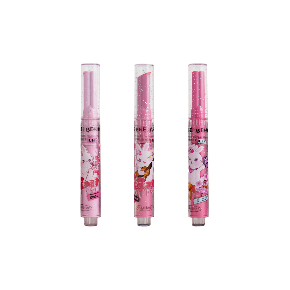 Pink Bunny Solid Lip Gloss Set #A