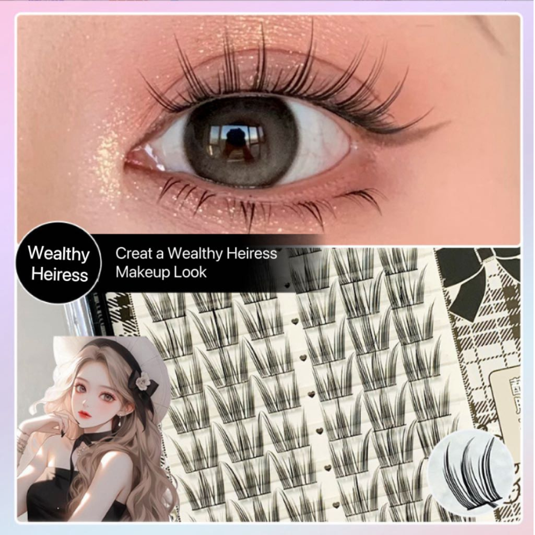 NEW Cute Lashes Premium Imitation Korean Idol Single Cluster Lashes #Large Row Wealthy Heiress
