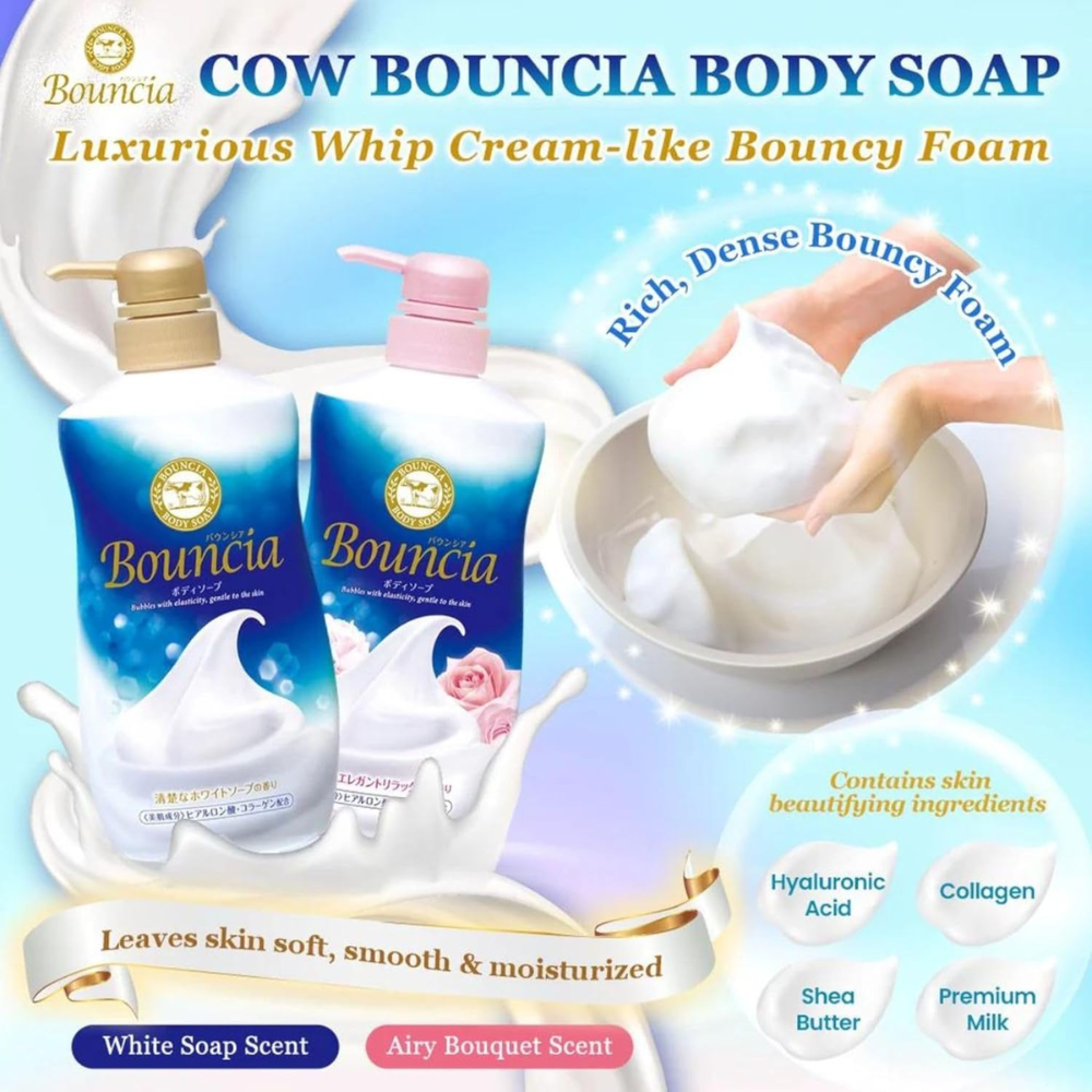 BOUNCIA Body Soap White Soap Scent With Pump REFILL PACK