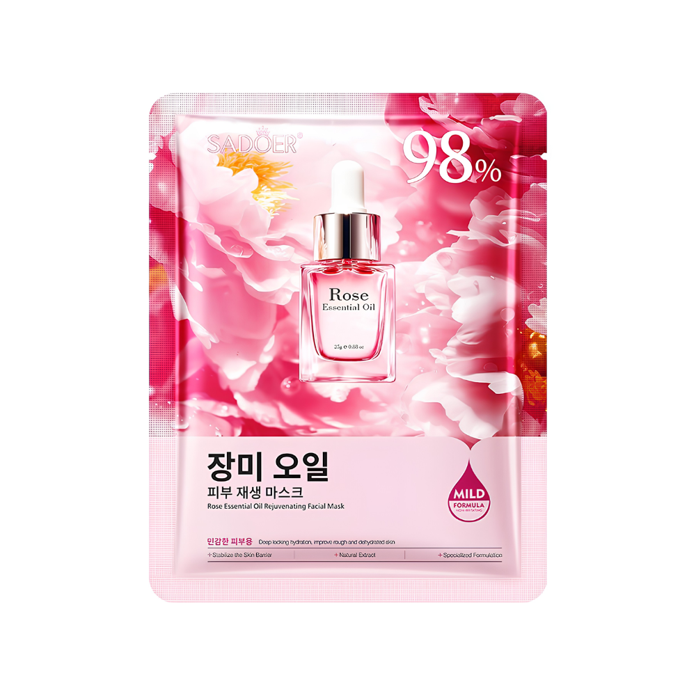 Rose Essential Oil Rejuvenating Facial Mask - 1 Sheet