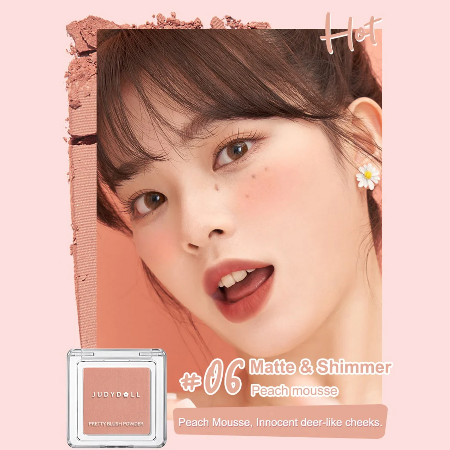 Single Color Blush #06 Apricot Color (Matte with a Hint of Shimmer)