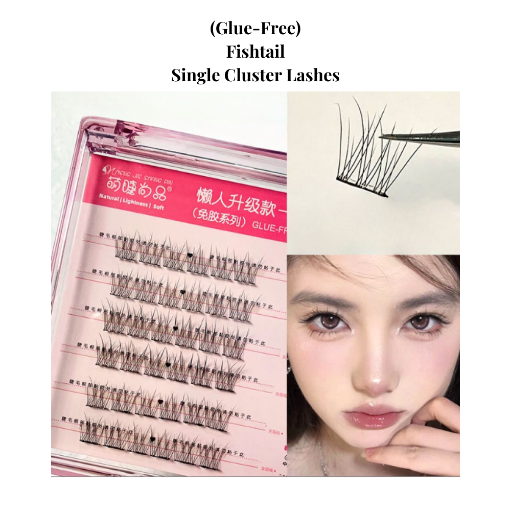 NEW Cute Lashes Premium (Glue-Free) #Fishtail Single Cluster Lashes