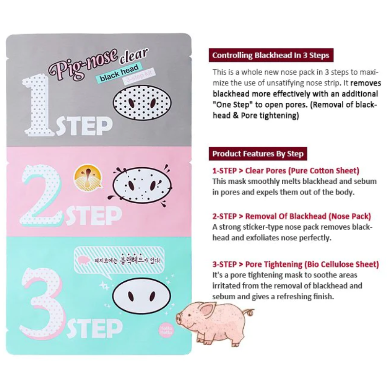 Pig Clear Black Head 3-Step Kit #Pink