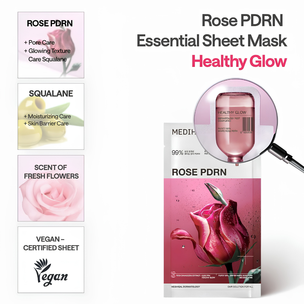 Rose PDRN Sheet Mask Pack  (10 + 1 Sheets)