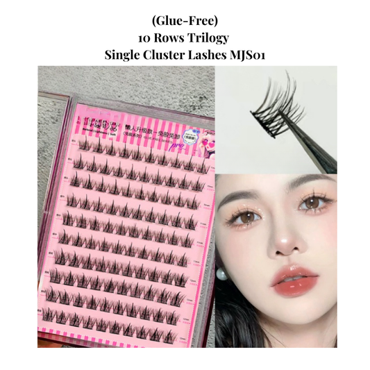 NEW Cute Lashes Premium (Glue-Free) #10 Rows Trilogy Single Cluster Lashes MJS01