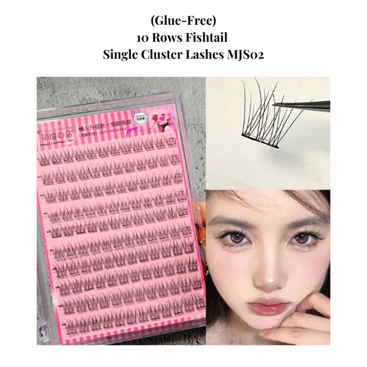 NEW Cute Lashes Premium (Glue-Free) #10 Rows Fishtail Single Cluster Lashes MJS02