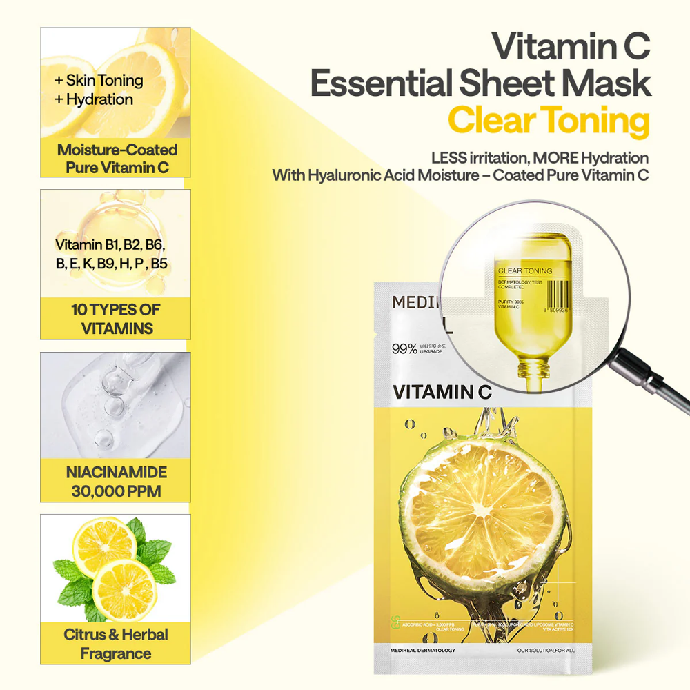 Vitamin C Brightening Sheet Mask  Pack (10+1 Sheets)