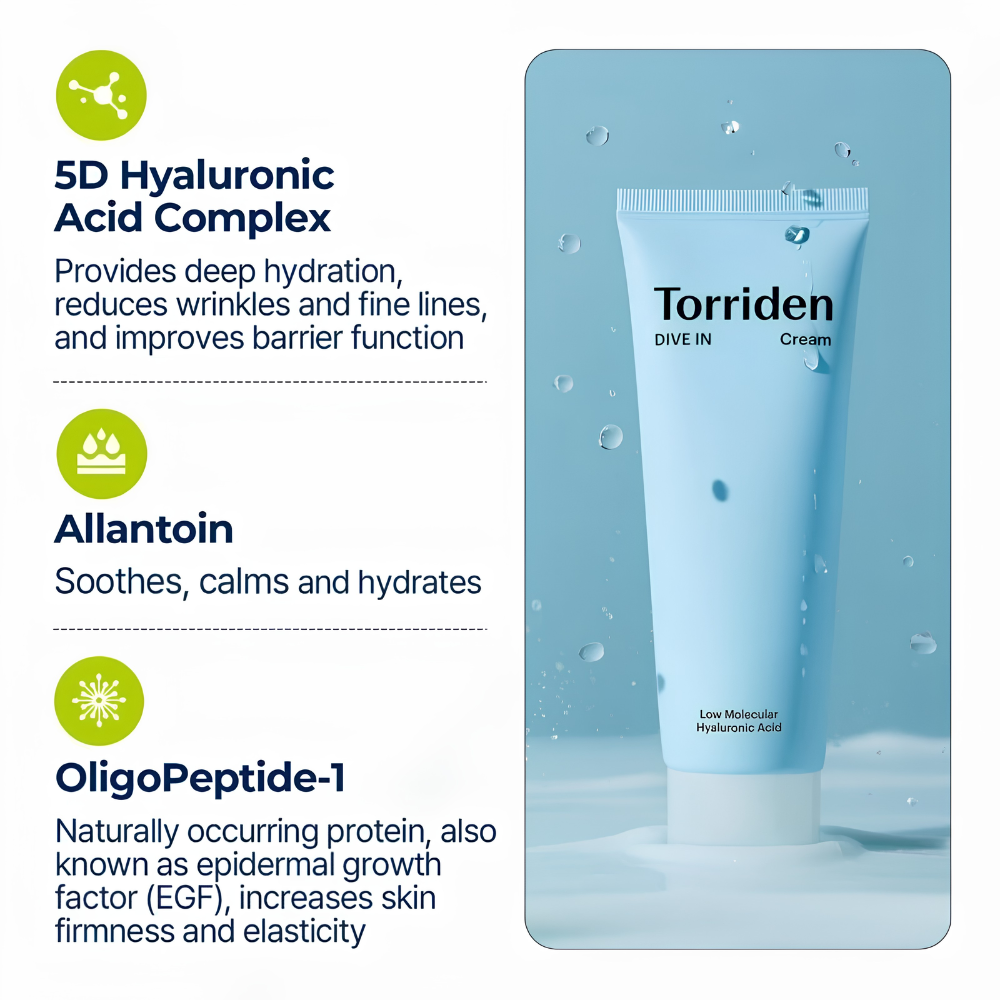 DIVE-IN Low Molecular Hyaluronic Acid Soothing Cream - 80ml
