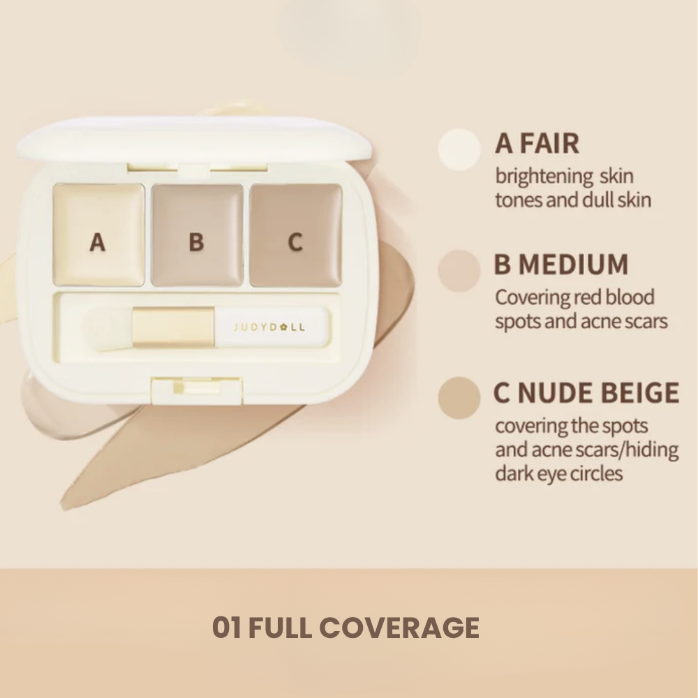 Moisturizing Three-Color Concealer Palette #01 Full Coverage