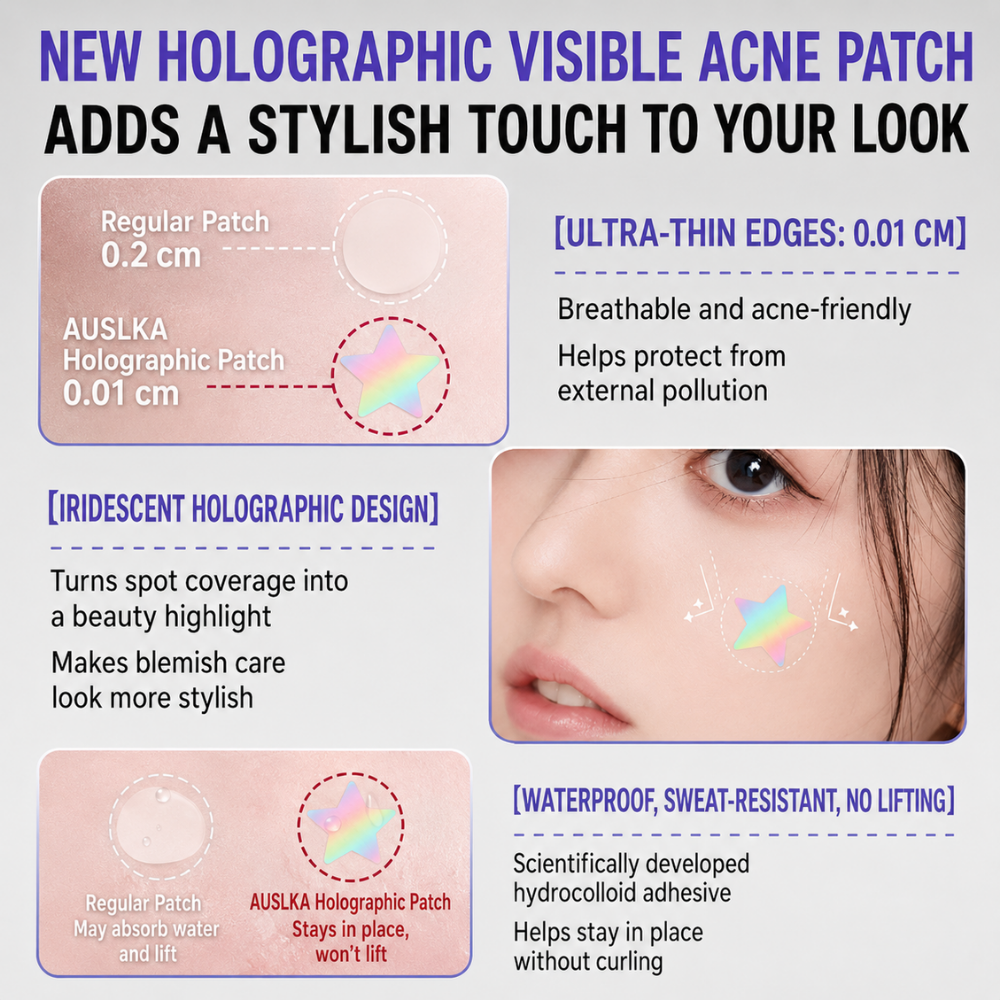 Holographic Vibrant Color Star Acne Patches (60 Pieces)
