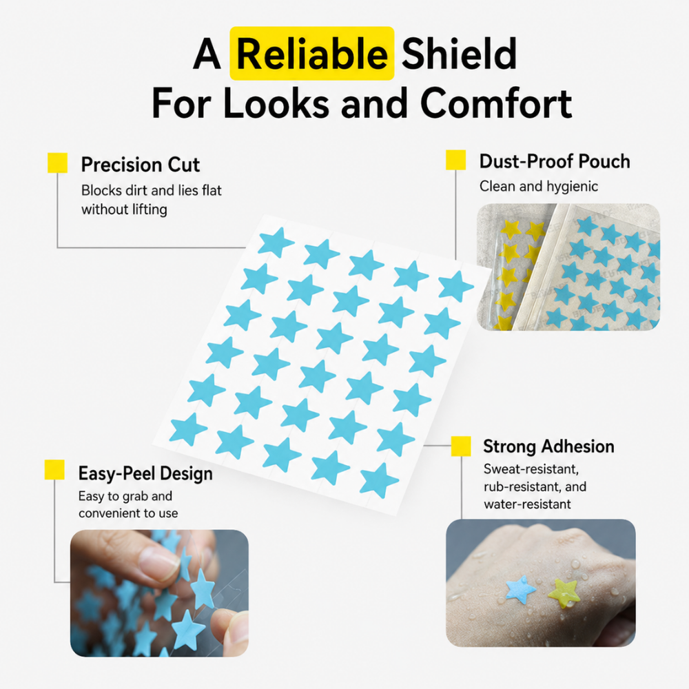 Holographic Yellow & Blue  Star Acne Patches