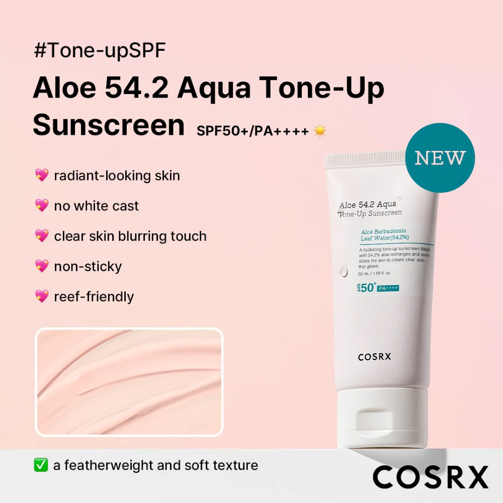 Aloe 54.2 Aqua Tone-Up Sun Cream SPF50+ Broad Spectrum 50ml