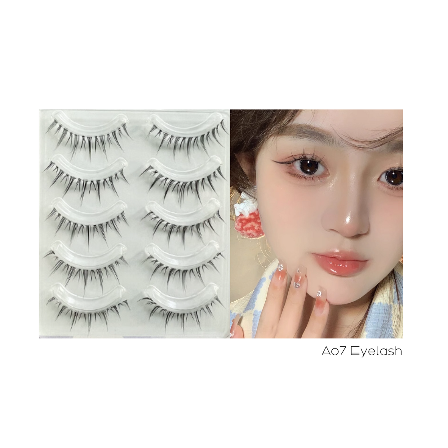 Cute Lashes Transparent Stem Comic Style False Eyelashes (Whole) #A07